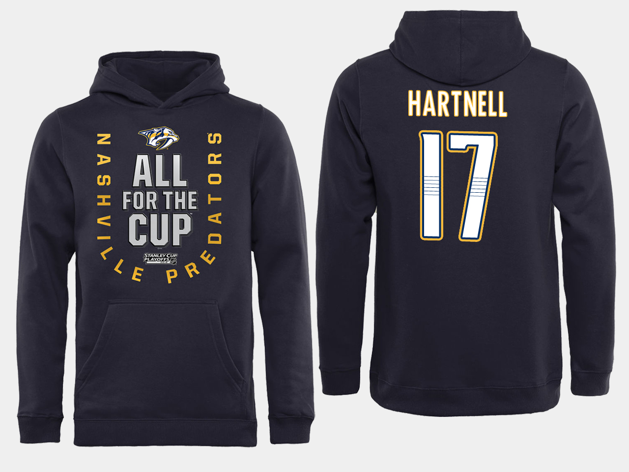 Men NHL Adidas Nashville Predators 17 Hartnell black ALL for the Cup hoodie